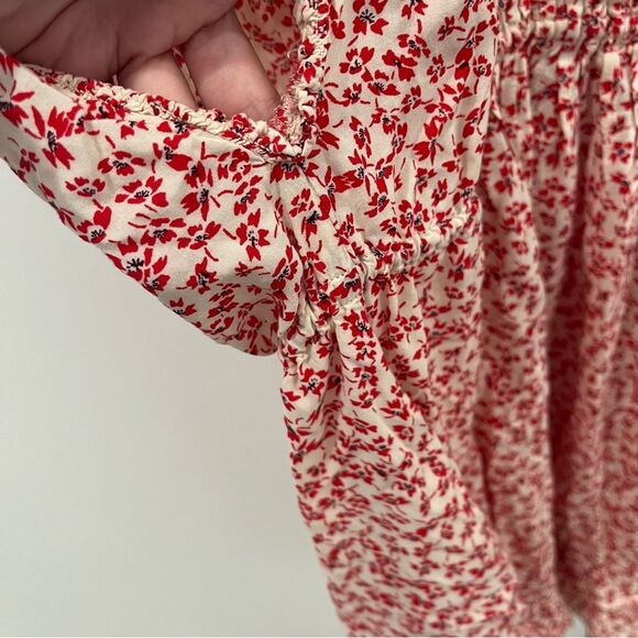 Free People Mini Dress White Red Ditsy Floral Tunic Cottagecore size S - Picture 3 of 9